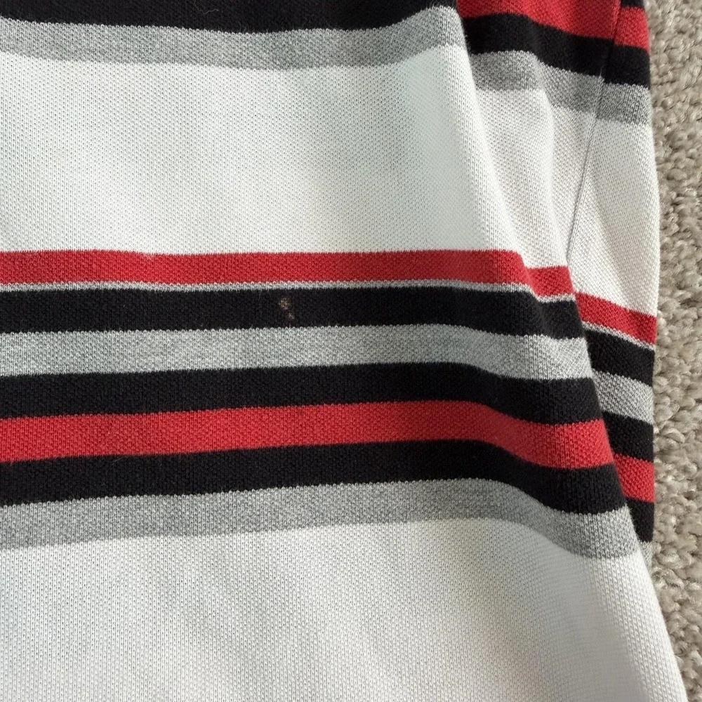 Y2K Southpole Polo Shirt Mens Large White Stripe Short Sleeve Cotton Blend